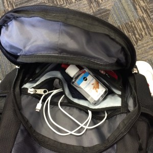 charger cables and sanitizer